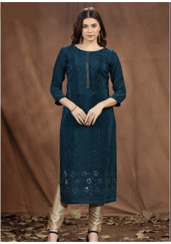 Dark Blue Crape Designer Kurtis